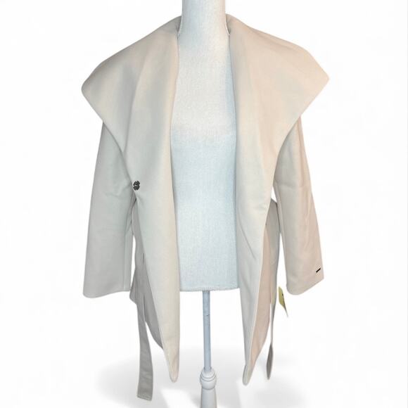 Tahari Ella belted wrap coat tan quiet luxury scandi girl NEW minimalist - Picture 5 of 10